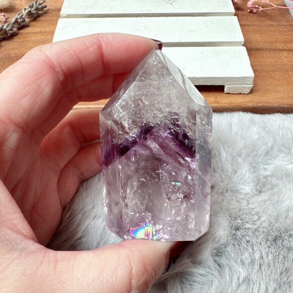 Gorgeous Small Phantom Amethyst Polished Point | Phantom Amethyst Tower - Picture 1 of 8